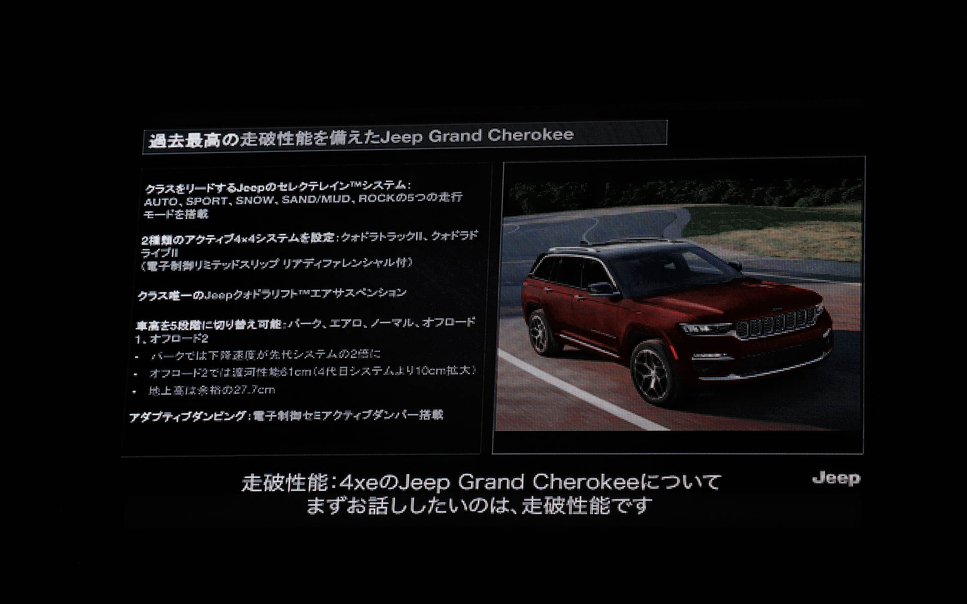 グランドチェロキーの概要に関するプレゼンテーション資料