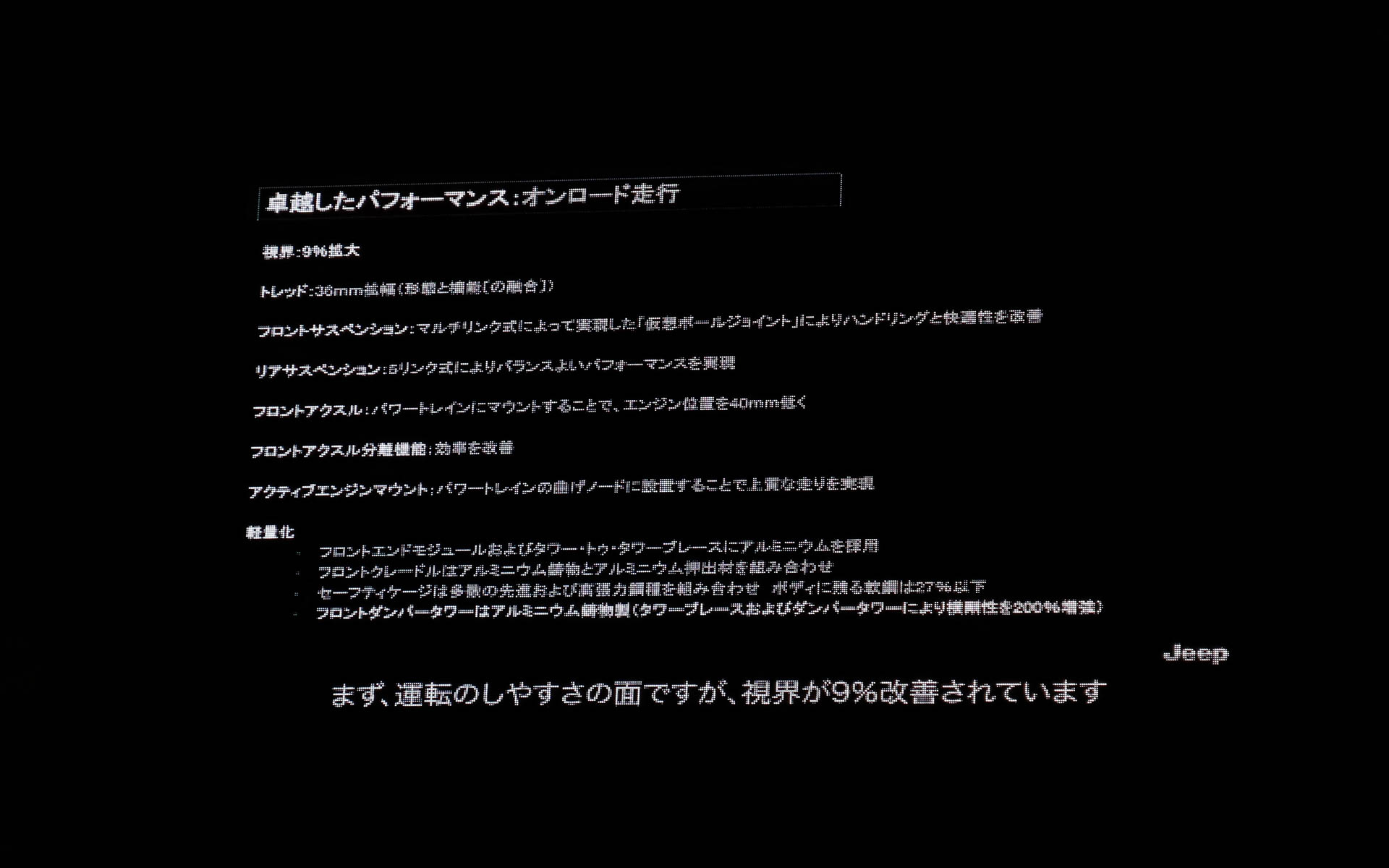 グランドチェロキーの概要に関するプレゼンテーション資料