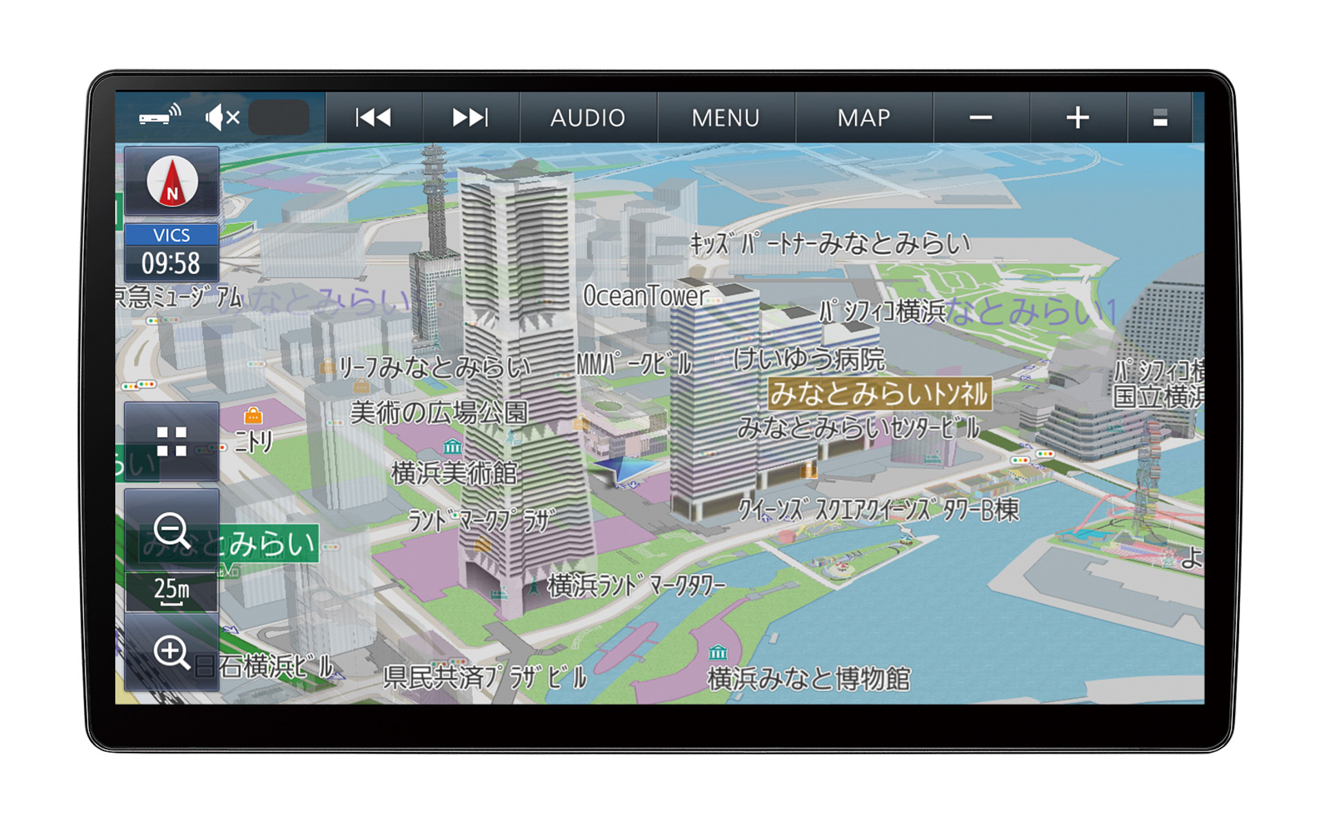 HD美次元マップを実装（左からCN-F1X10BGD、CN-F1X10GD、CN-F1D9GDの画面サンプル）