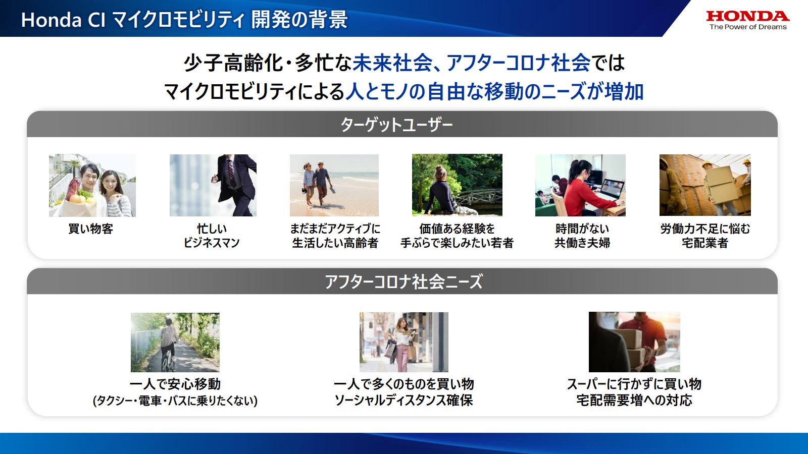 ホンダ CI搭載マイクロモビリティ開発の背景にあるのが、少子高齢化とアフターコロナ社会である