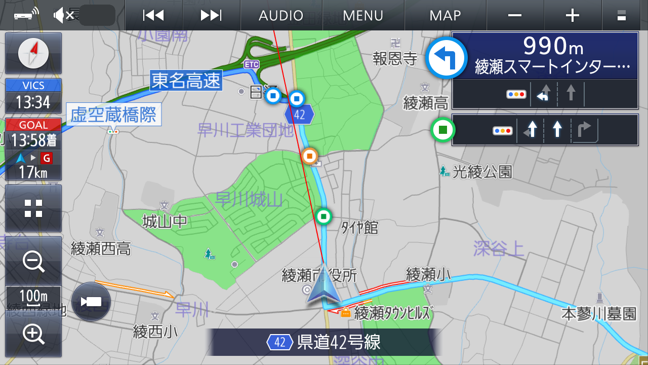 2022年4月に地図データとして追加されたばかりの綾瀬スマートIC