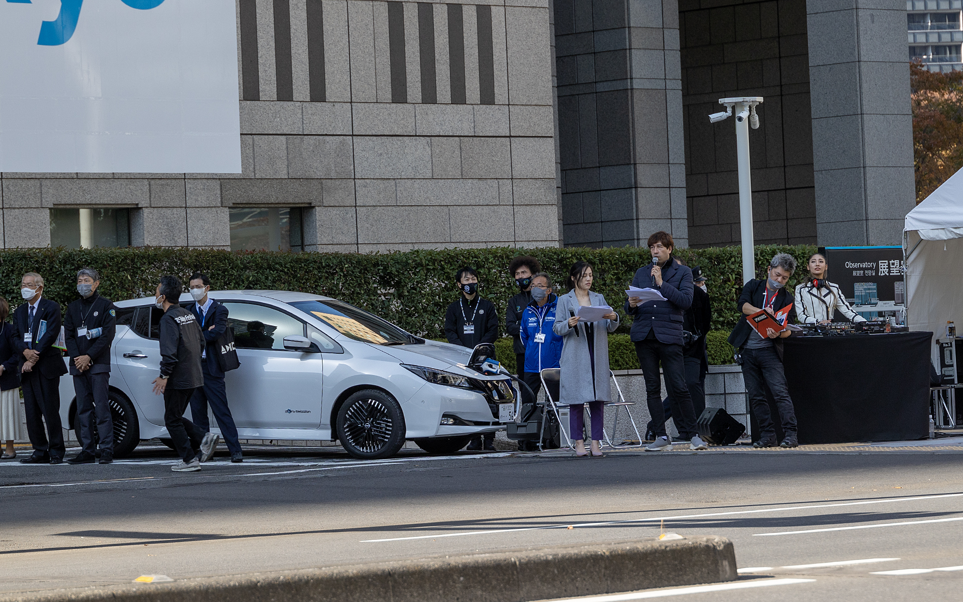 会場各所の電源として日産リーフが使用されていた