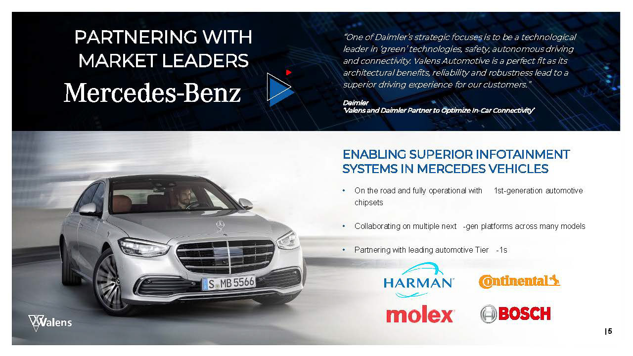 メルセデス・ベンツには、バレンスのオーディオ・ビデオ関連製品が採用されている