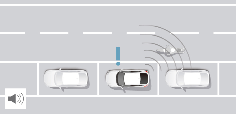 降車時車両接近警報は後方から来る車両などを検知する