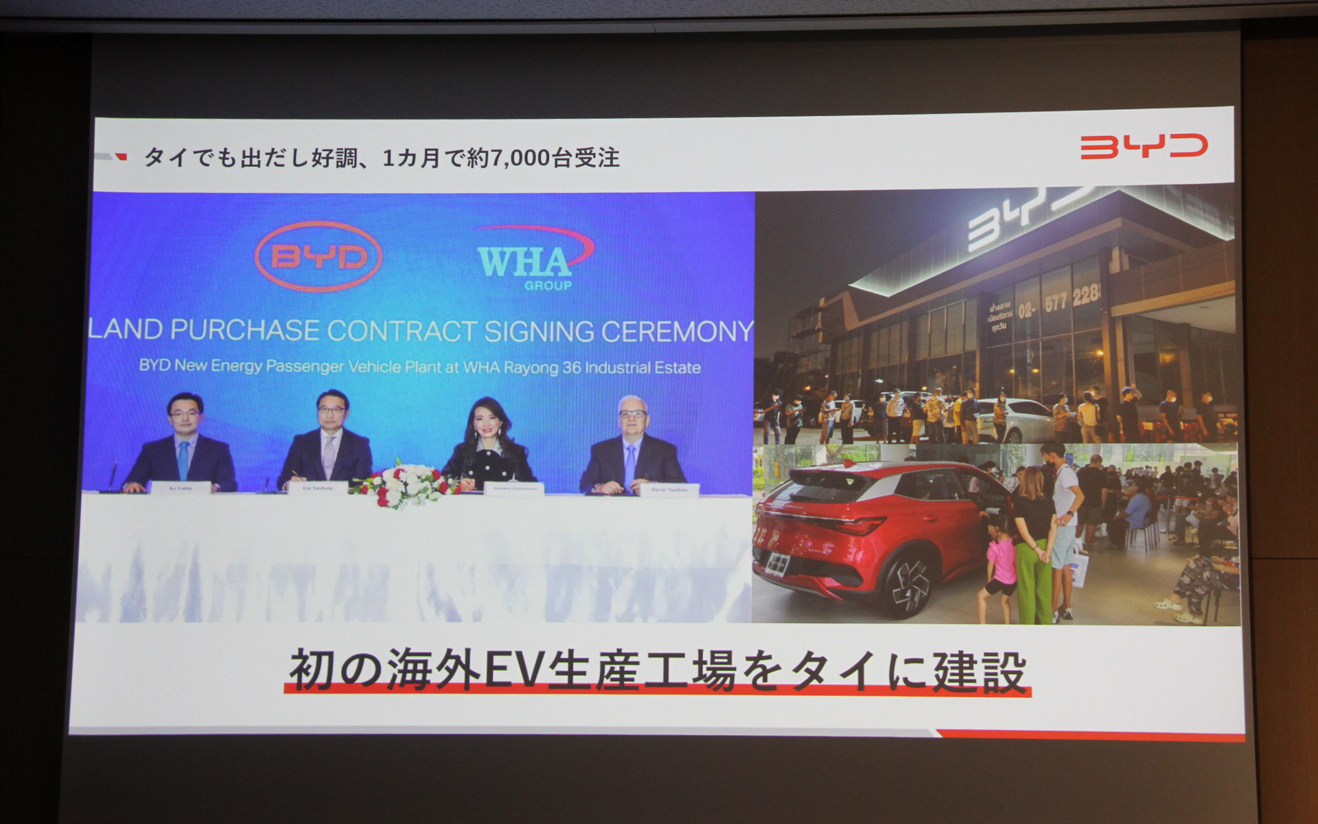 中国以外で初となる海外EV生産工場をタイに建設