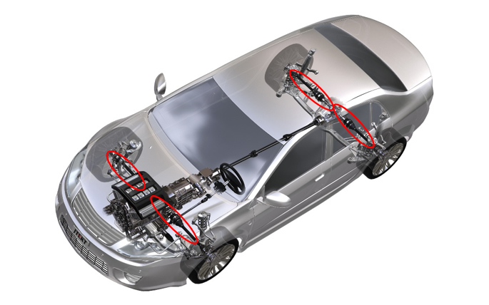 ドライブシャフト搭載位置（低振動ドライブシャフトはフロントに採用）
