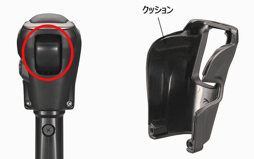 装着した場合でも純正のセレクトレバーボタン、オーバードライブスイッチが操作可能。取り外した際に取り付け跡が残りにくいように、フロントカバーの内側にクッションを装備する