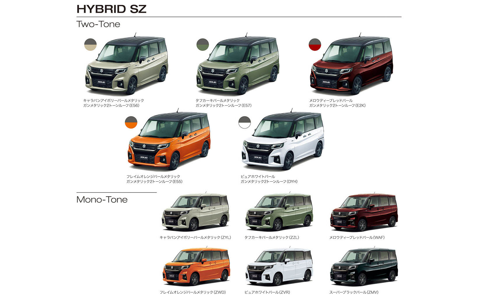 ソリオ HYBRID SZのボディカラーラインアップ