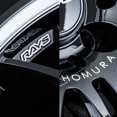 レイズ独自のA.M.T.技術やマシニング加工により、アクセントとしてロゴが加えられている