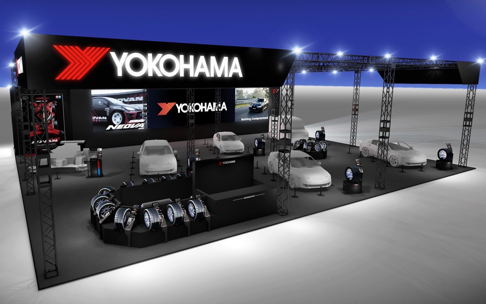 「東京オートサロン 2023」に出展するヨコハマタイヤブースとヨコハマホイールブースのイメージ