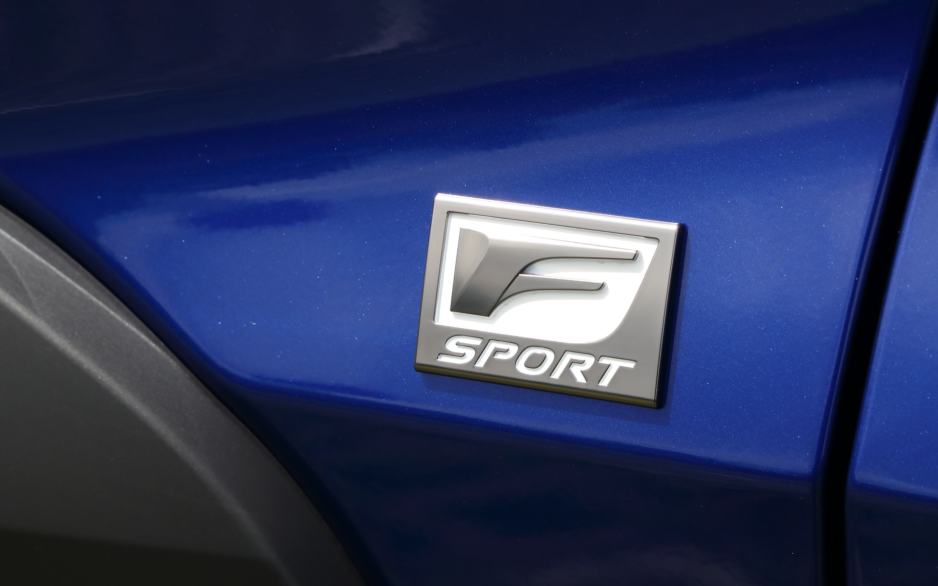 ボディカラーはヒートブルーコントラストレイヤリング。F SPORTのエンブレムが輝く