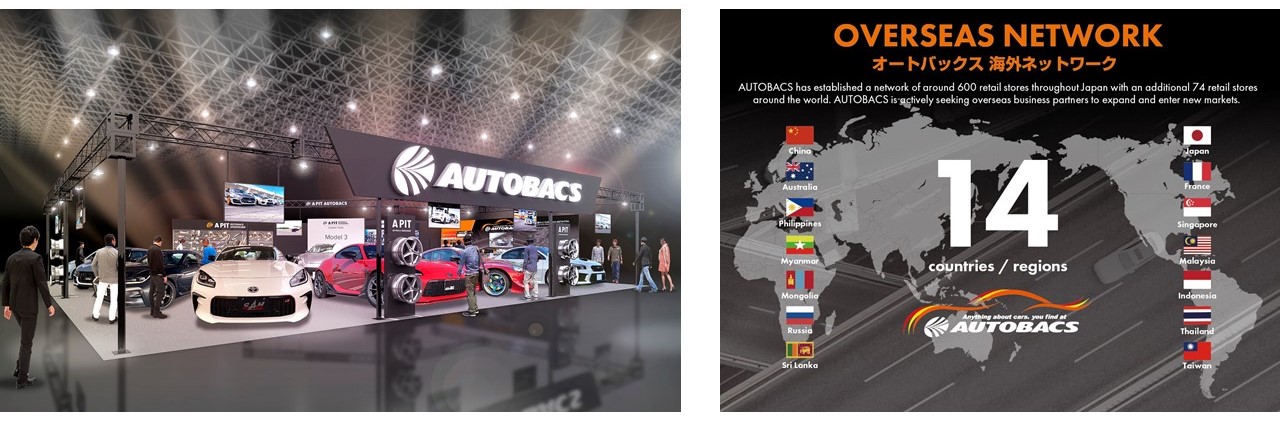 AUTOBACS GROUP ブースイメージ（左）/海外ネットワーク（右）