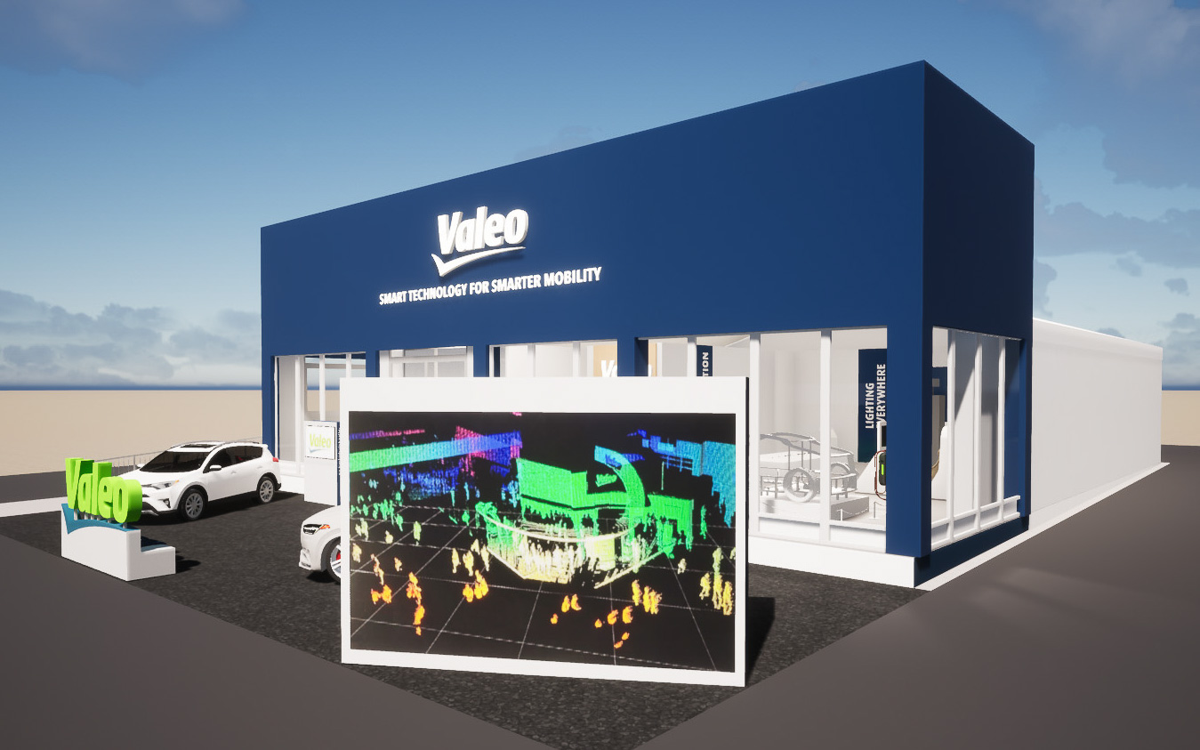 第3世代のSCALA 3 LiDAR用の大型モニタなどが設置されるヴァレオの展示ブース