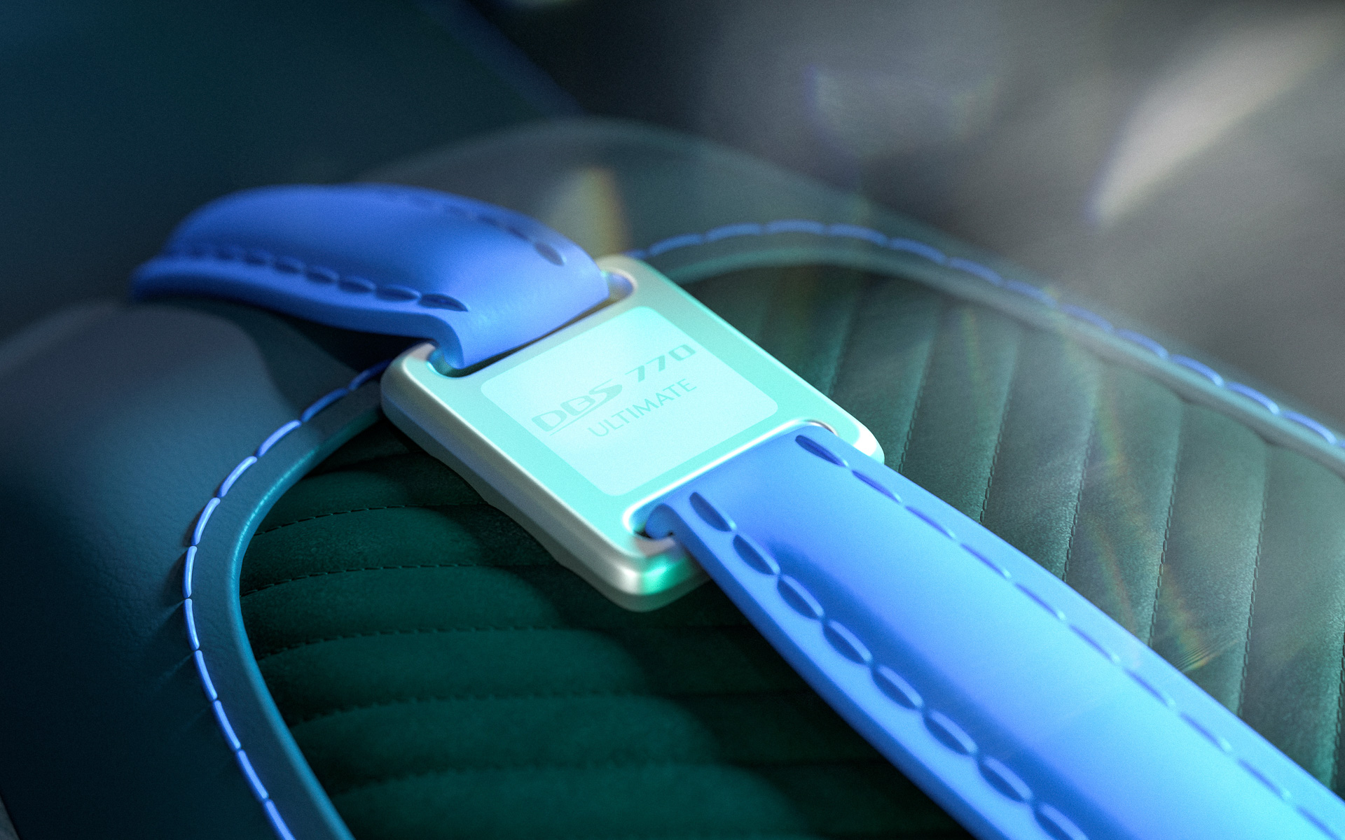 DBS 770 アルティメイトのインテリア。限定モデルであることを示すシリアルナンバーが刻印された専用シルプレートも装着