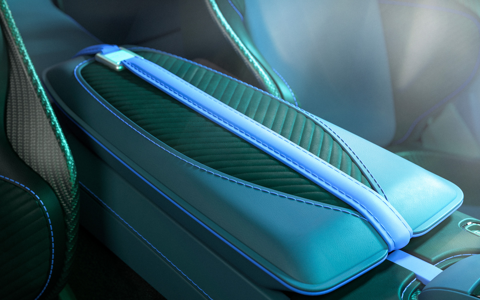 DBS 770 アルティメイトのインテリア。限定モデルであることを示すシリアルナンバーが刻印された専用シルプレートも装着