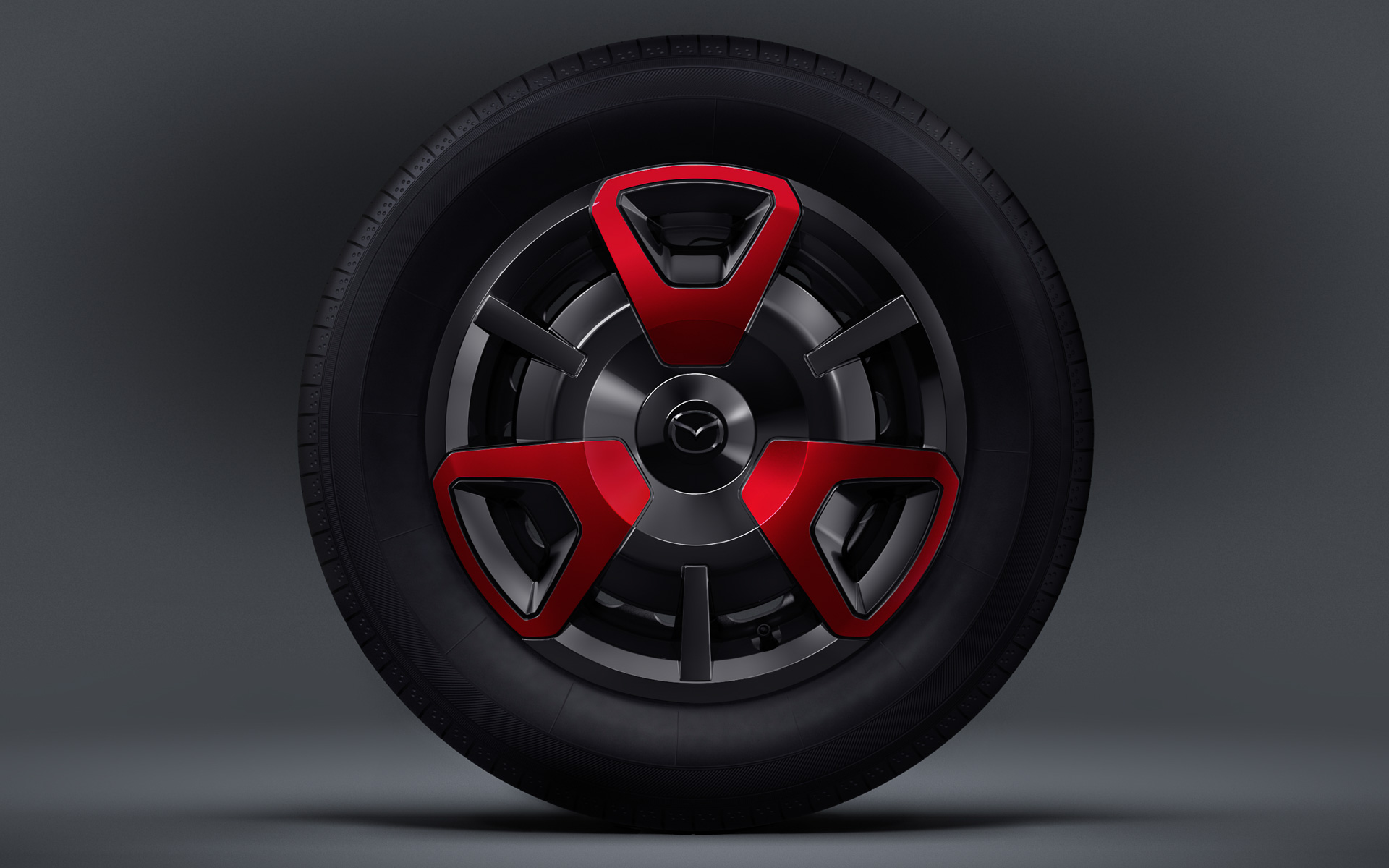 BDグレードのホイールキャップ（ソウルレッド）