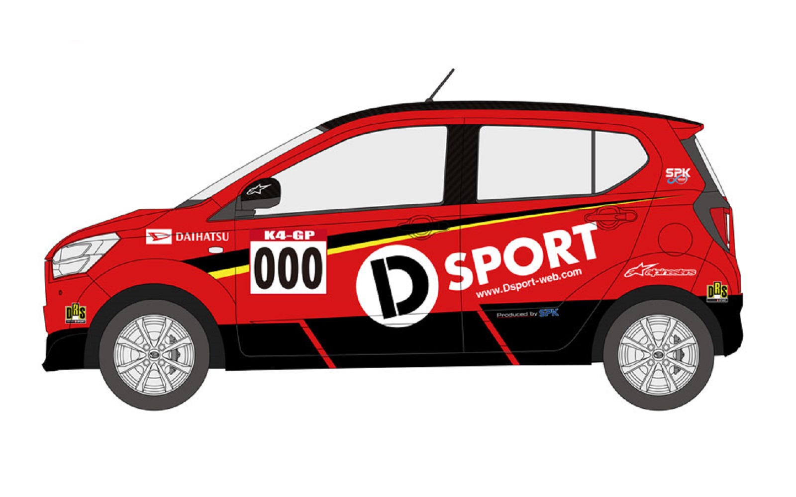 「ミラ イース」をベースとしたD SPORT Racing Team車両の完成予想イラスト