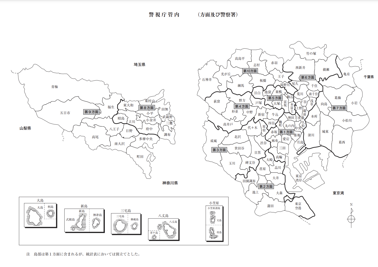 警視庁管内方面と警察署