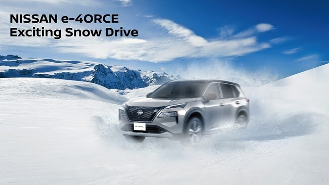 プロドライバーが利用者を乗せて雪上の特設コースをダイナミックに走行する「NISSAN e-4ORCE Exciting Snow Drive」