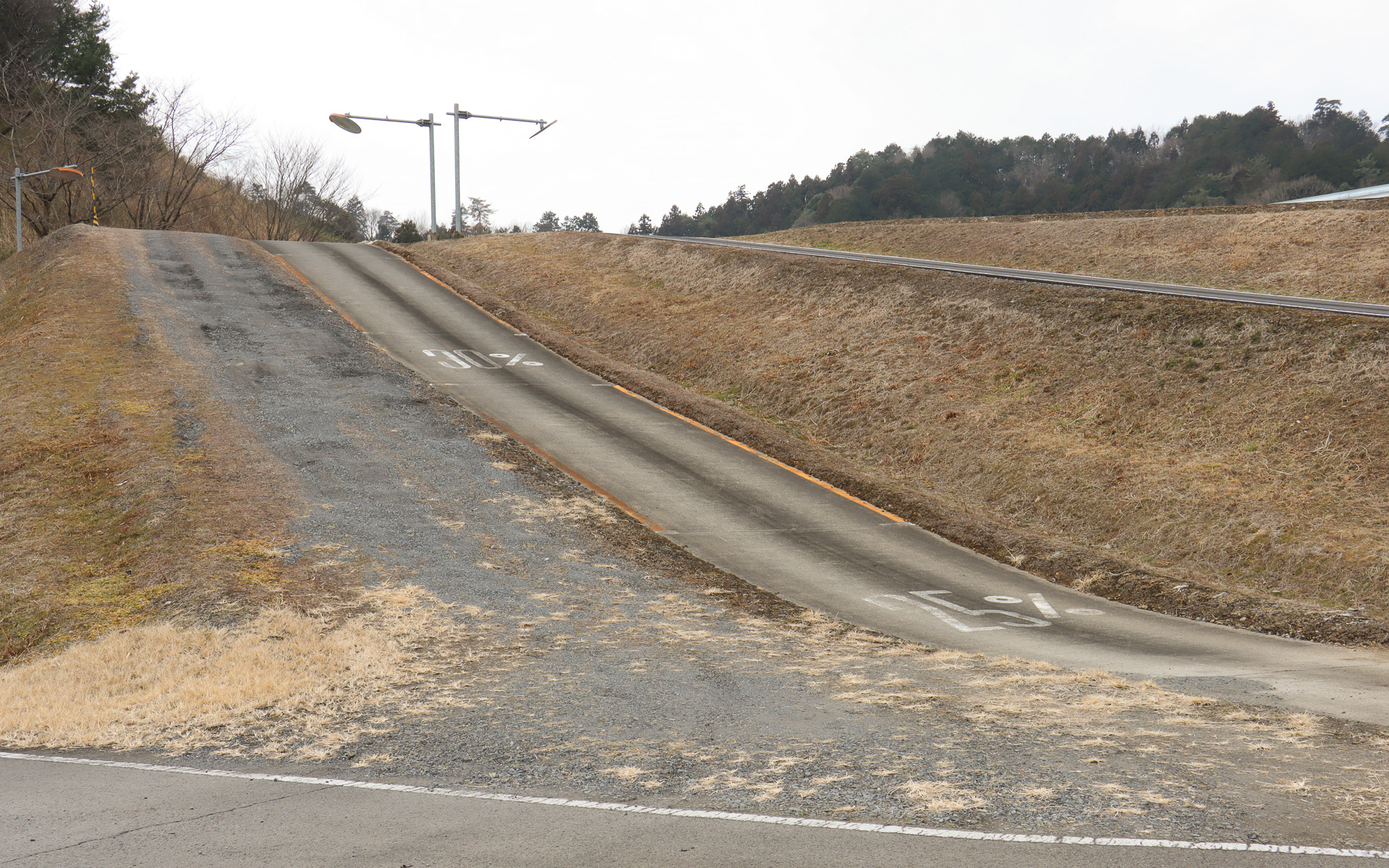 上りコースとして使われた砂利道では、同乗したスタッフから頂上でUターンするスペースの都合からできるだけ左側を走るよう指示された。左側の前後輪は雑草の生えた部分を通過することになり、駆動力制御の難易度が高まるシチュエーションとなっていた