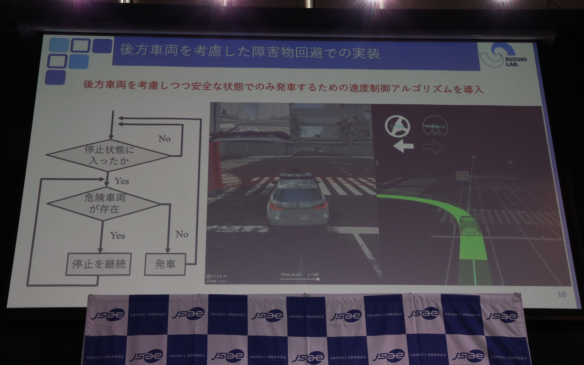 停車からの再発進に「危険車両の存在」の有無を利用するアルゴリズムを採用