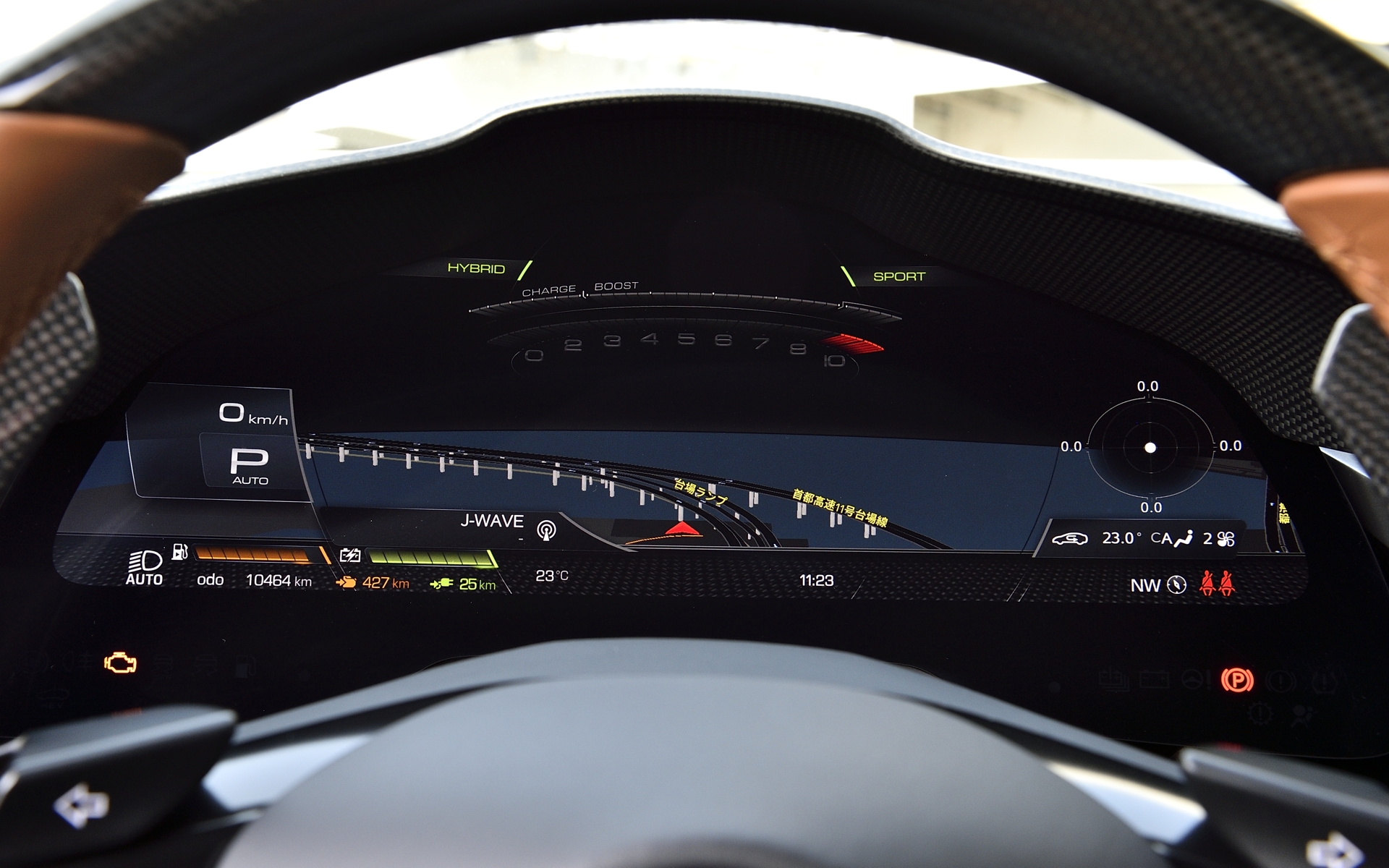 エンジン回転計のほかに車両にかかっているG（荷重）を表示できる