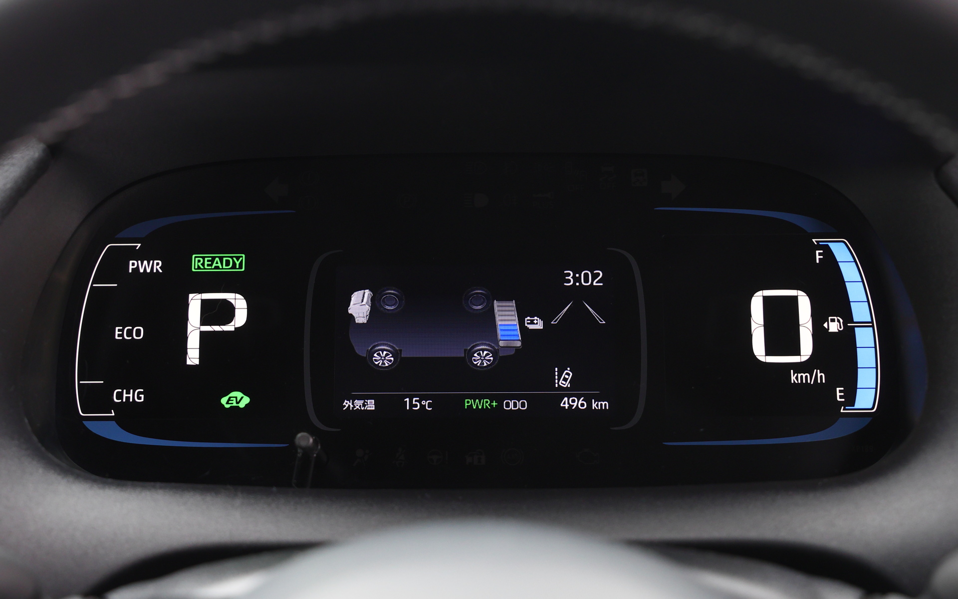 メーターパネル。POWER＋モードは中央下に「POWER＋」と表示される