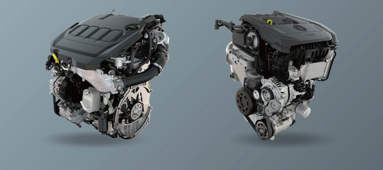 2.0リッターTDIエンジン（左）/1.5リッターeTSIエンジン（右）のイメージ