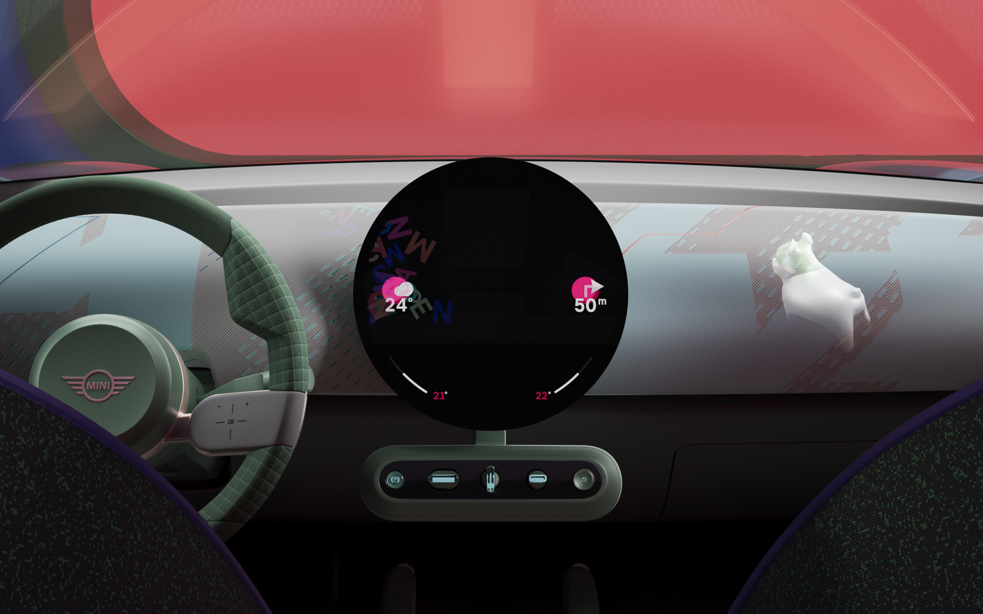 センターディスプレイを抜け出してダッシュボードへ飛び出しているスパイク