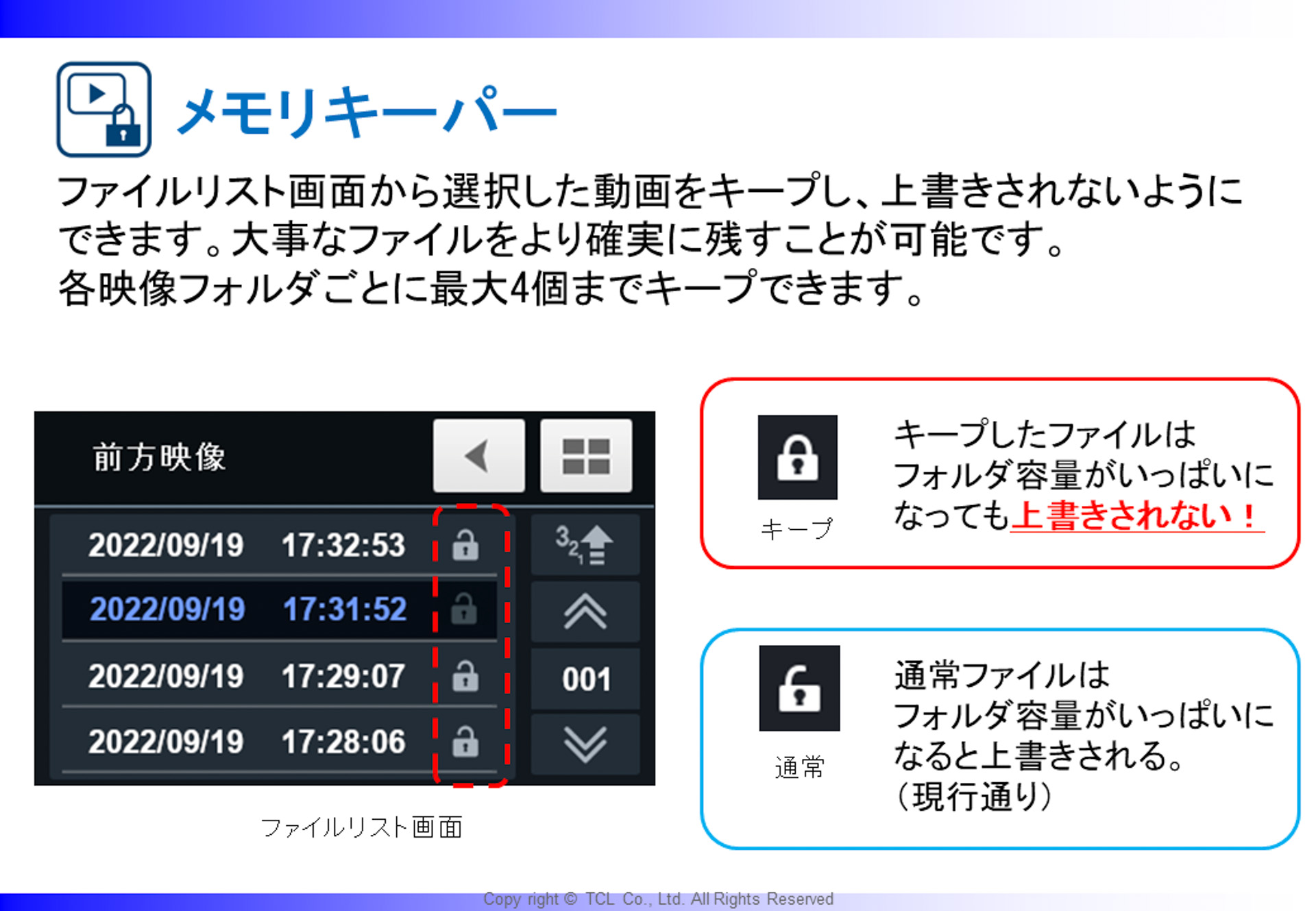 「メモリキーパー」機能