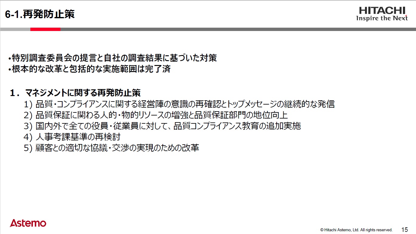 再発防止策について