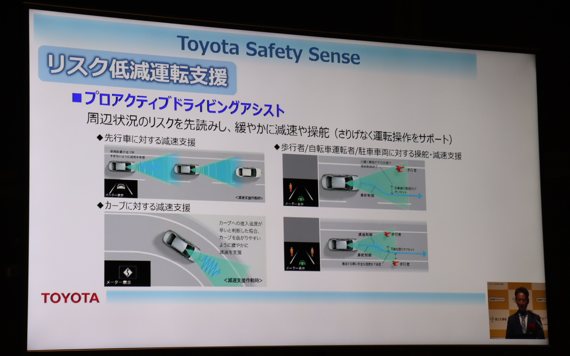 緩やかな減速や操舵のサポートで走行中のリスクを低減していく