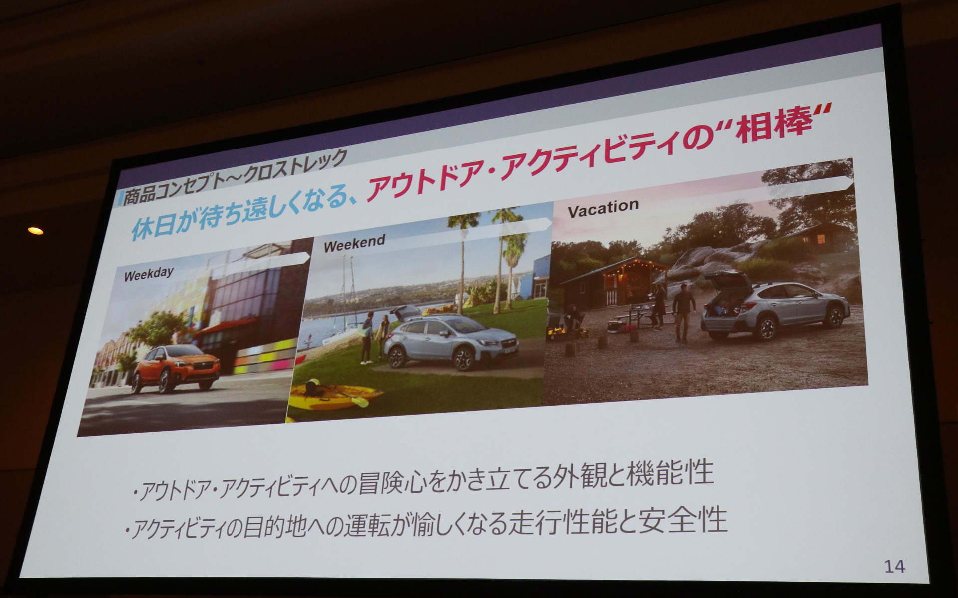 クロストレックの商品コンセプトは「休日が待ち遠しくなる、アウトドア・アクティビティの“相棒”」
