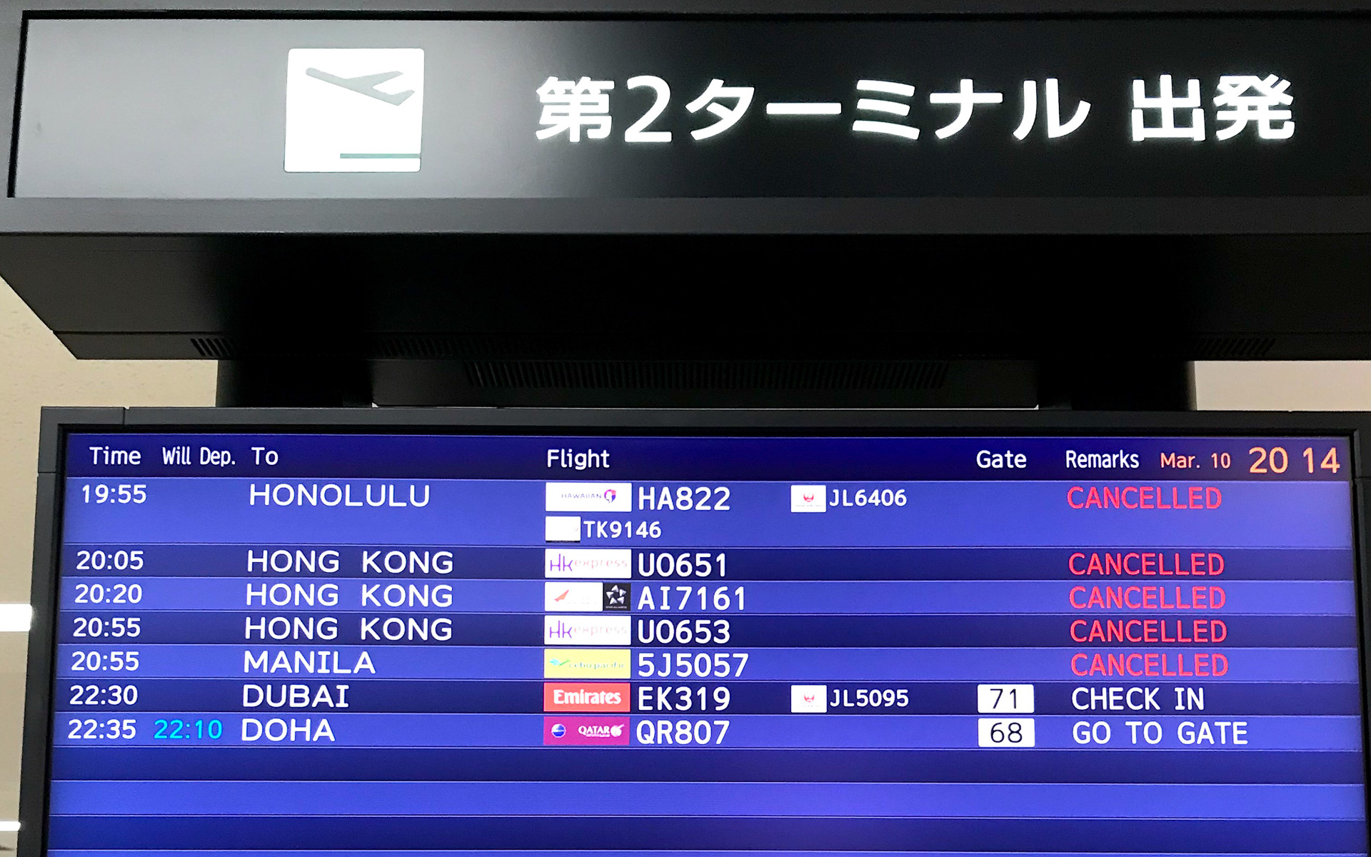 コロナ真っ只中の成田空港。国際便の数は1日数本まで激減していた