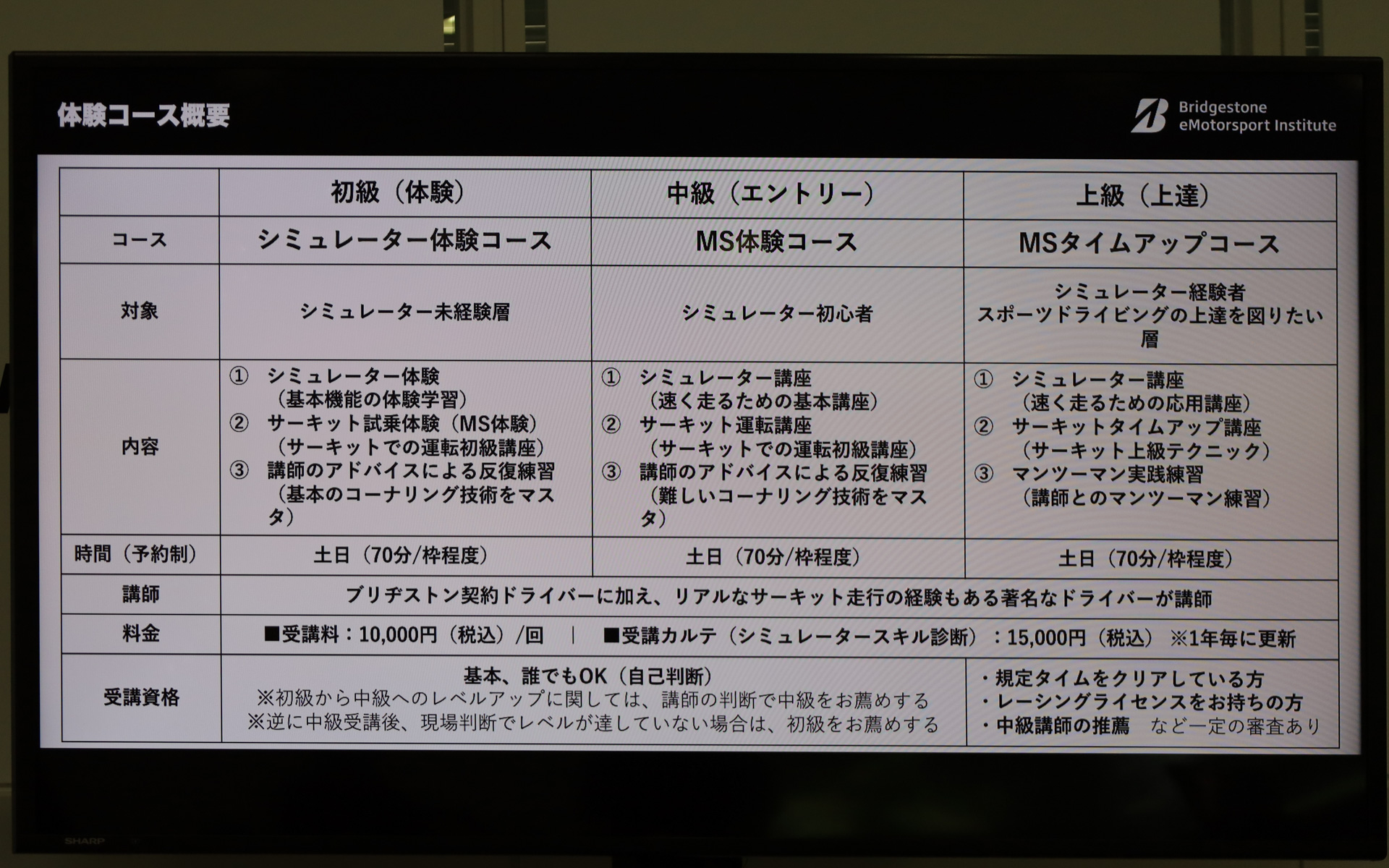 「ブリヂストン eモータースポーツ インスティテュート」の詳細