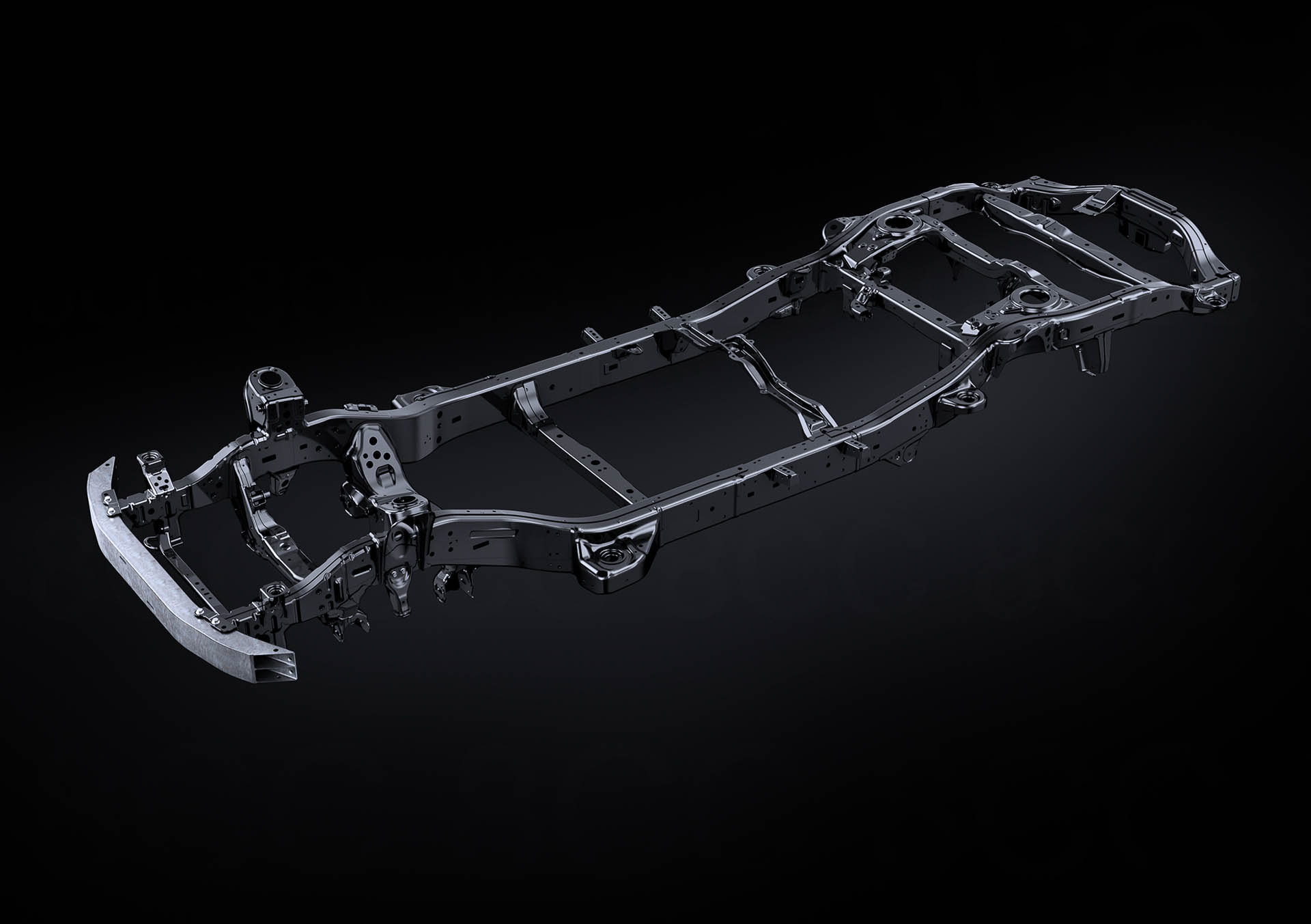 衝突安全性や静粛性、走りの質を向上させる新GA-Fプラットフォームを採用。サイドレールとクロスメンバーの一部には厚板や素材が異なる鋼材を適材適所に接合（Tailor Welded Blank）し、重量を増やすことなく必要な強度と高い剛性を実現