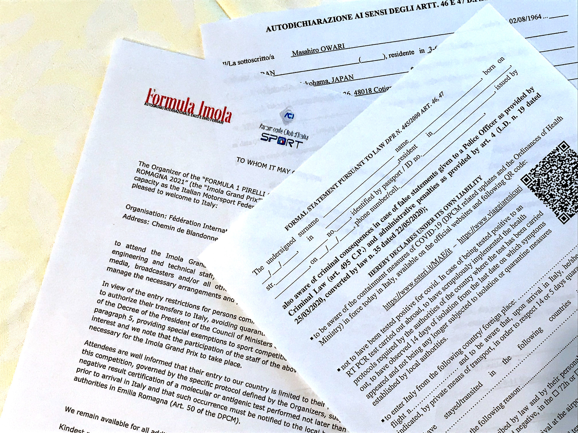 英語のF1のチームリリースを読むよりも、何倍も読むのに時間が必要だった入国書類