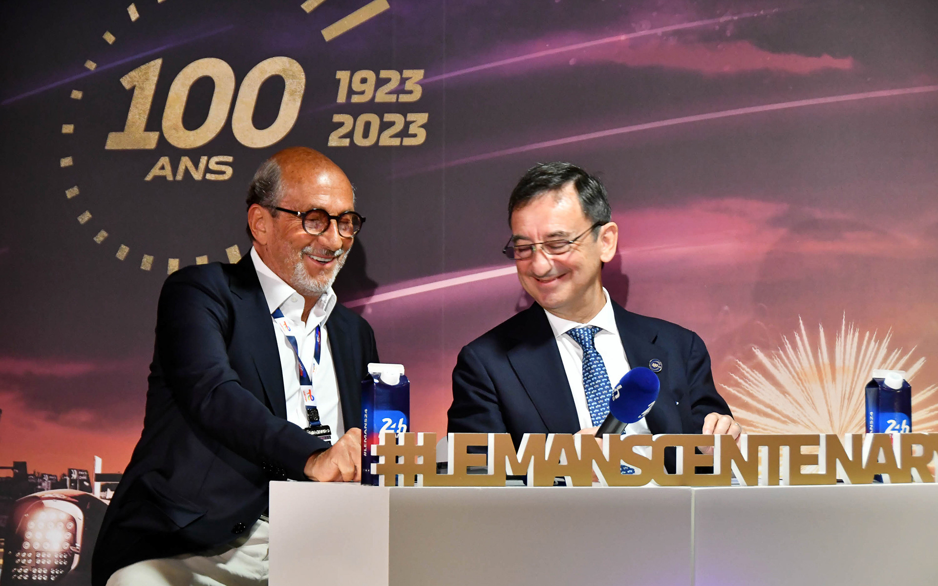 ピエール・フィヨン会長（右）と、リシャール・ミル FIA WEC委員長（左）