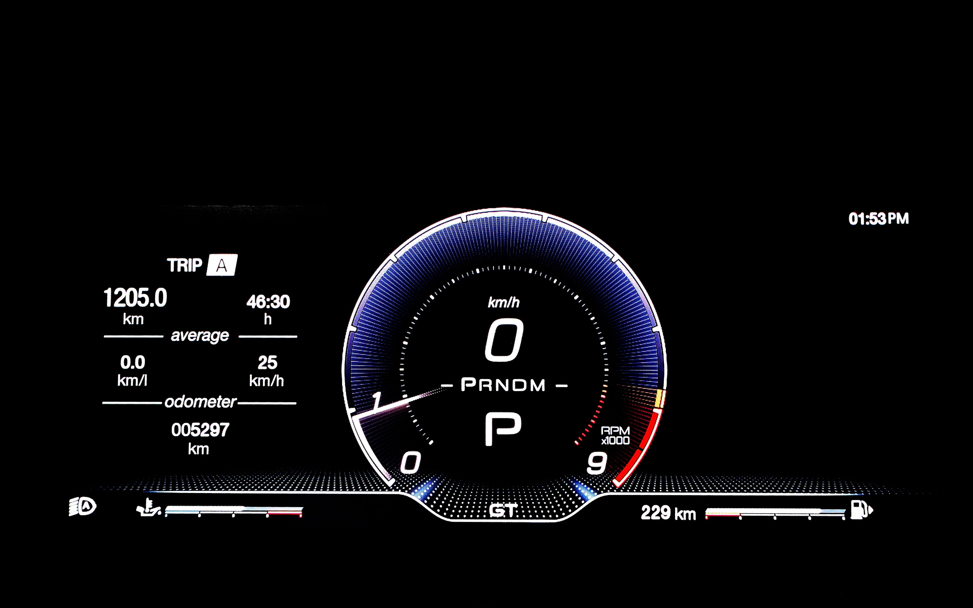 走行モードによって表示が変更される