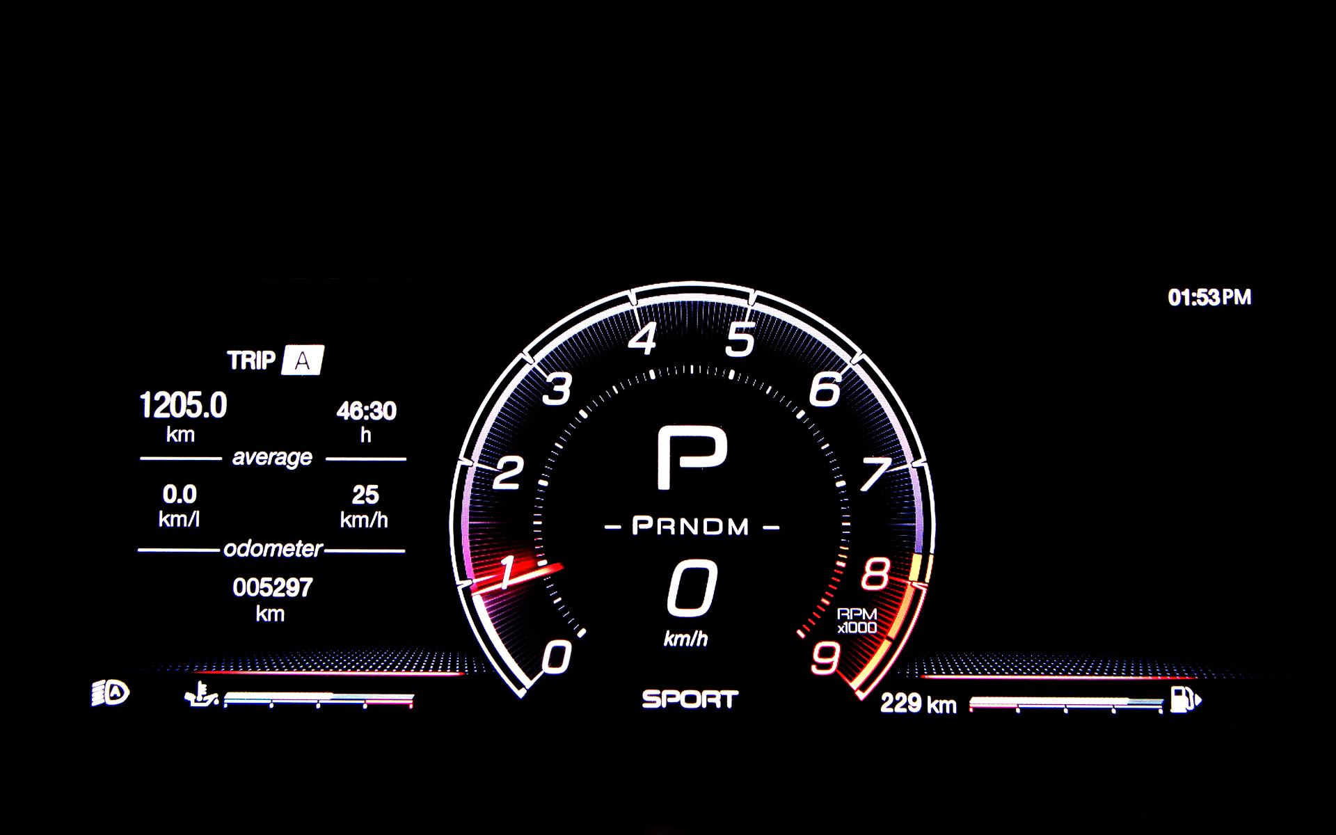 走行モードによって表示が変更される