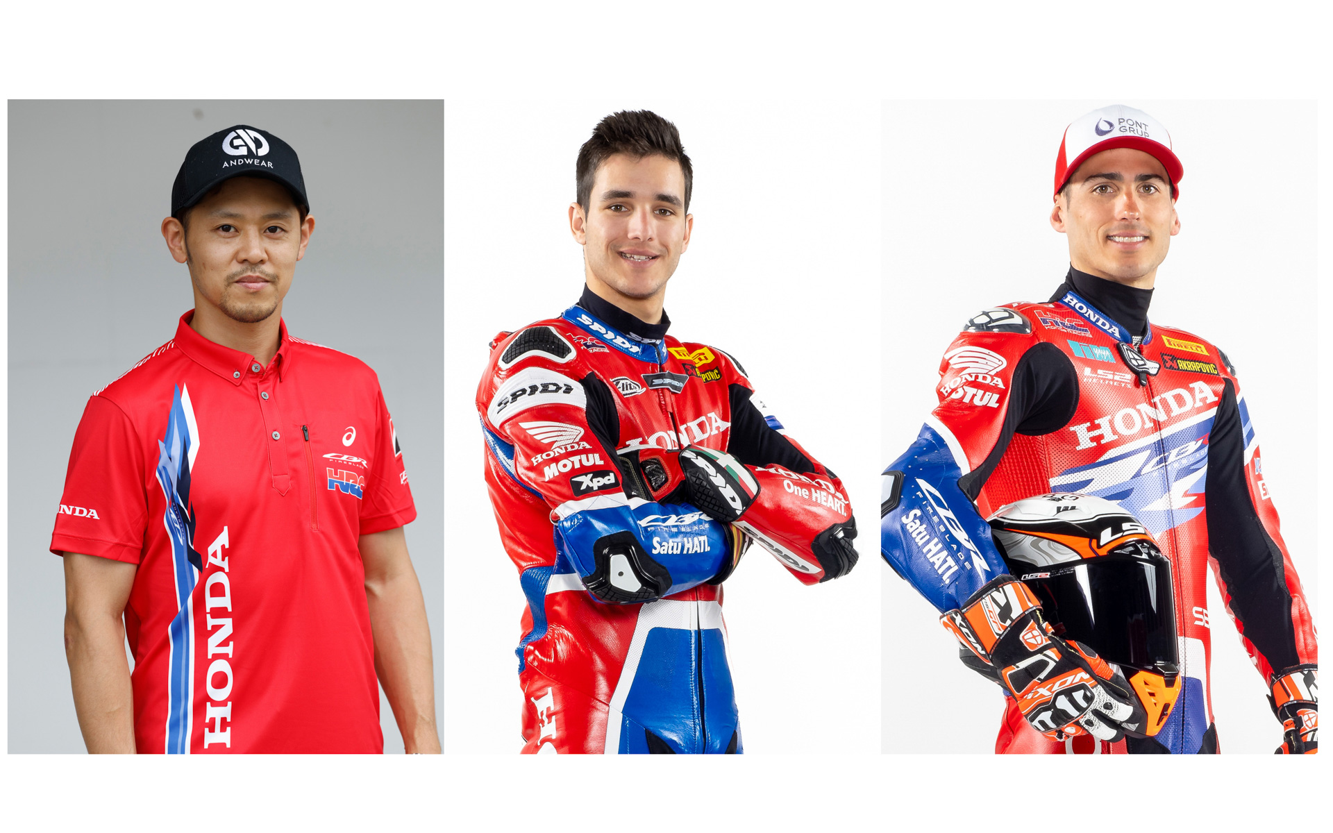 ホンダのワークスチーム「Team HRC」の高橋巧選手、イケル・レクオーナ選手、チャビ・ビエルゲ選手