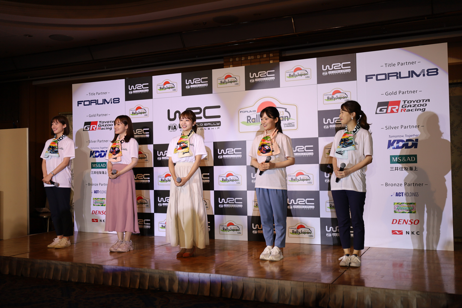 中京テレビ放送の赤木由布子さん、CBCテレビの斎藤初音さん、東海テレビ放送の篠田愛純さん、名古屋テレビ放送の南雲穂波さん、テレビ愛知の長江麻美さんもラリージャパンを盛り上げていく