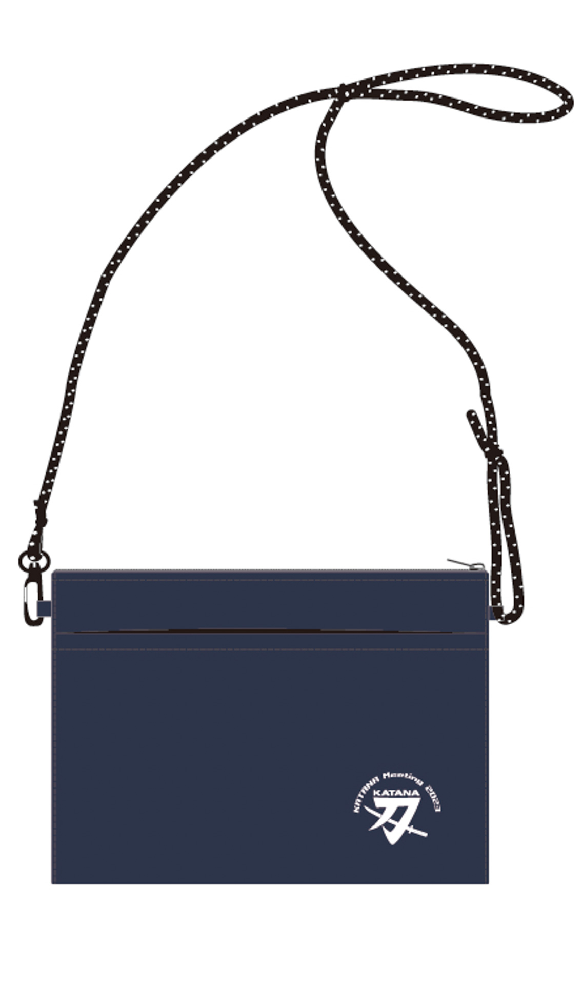 「サコッシュ」価格：1000円、サイズ：横240mm×高さ175mm、素材：ポリエステル、綿 他、色：ネイビー