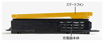 設置例：厚みのあるカメラレンズ搭載のスマートフォンでも充電可能