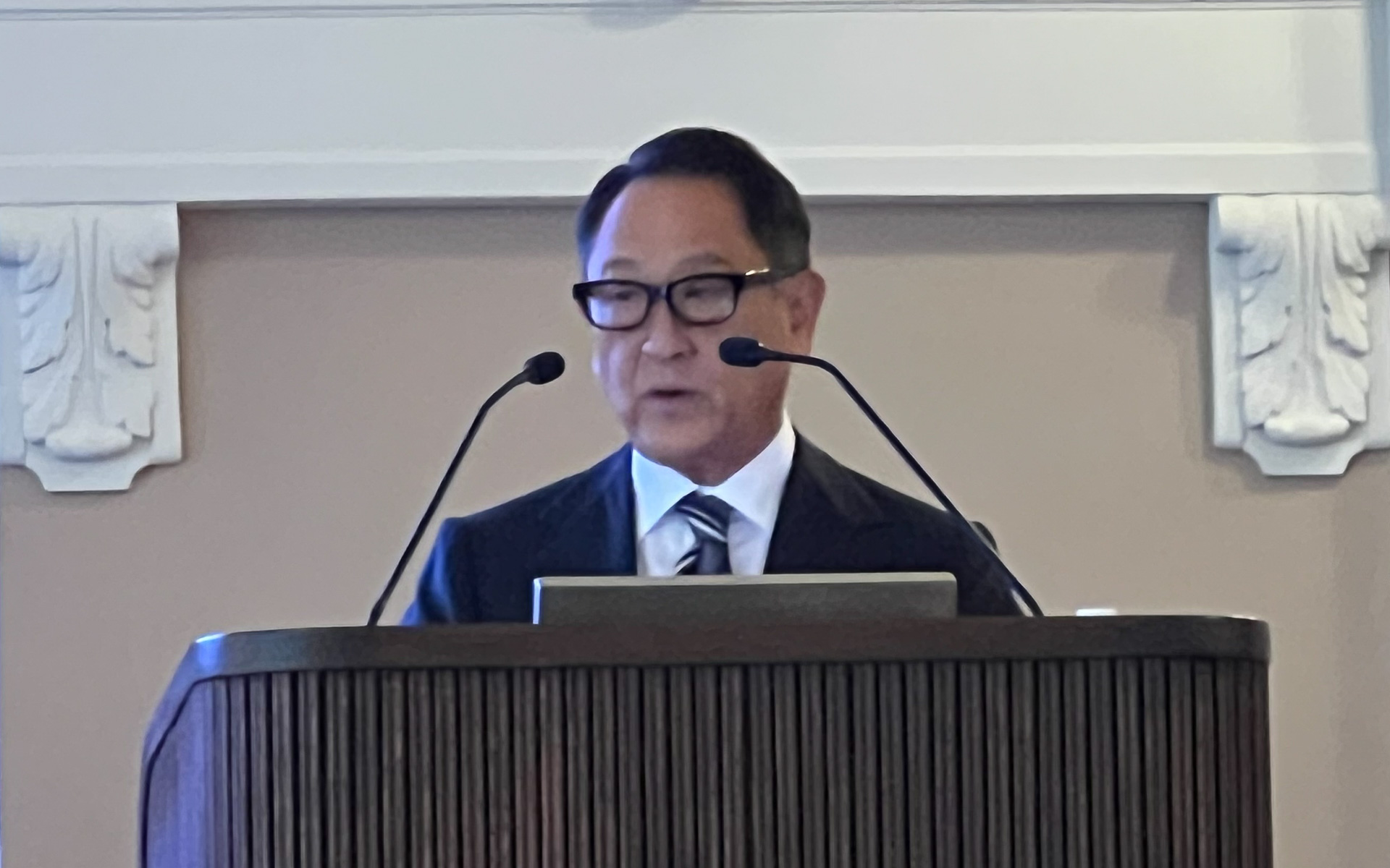 調印式に登壇したトヨタ自動車 代表取締役会長 豊田章男氏。TGR-WRT会長、TMF理事長でもある