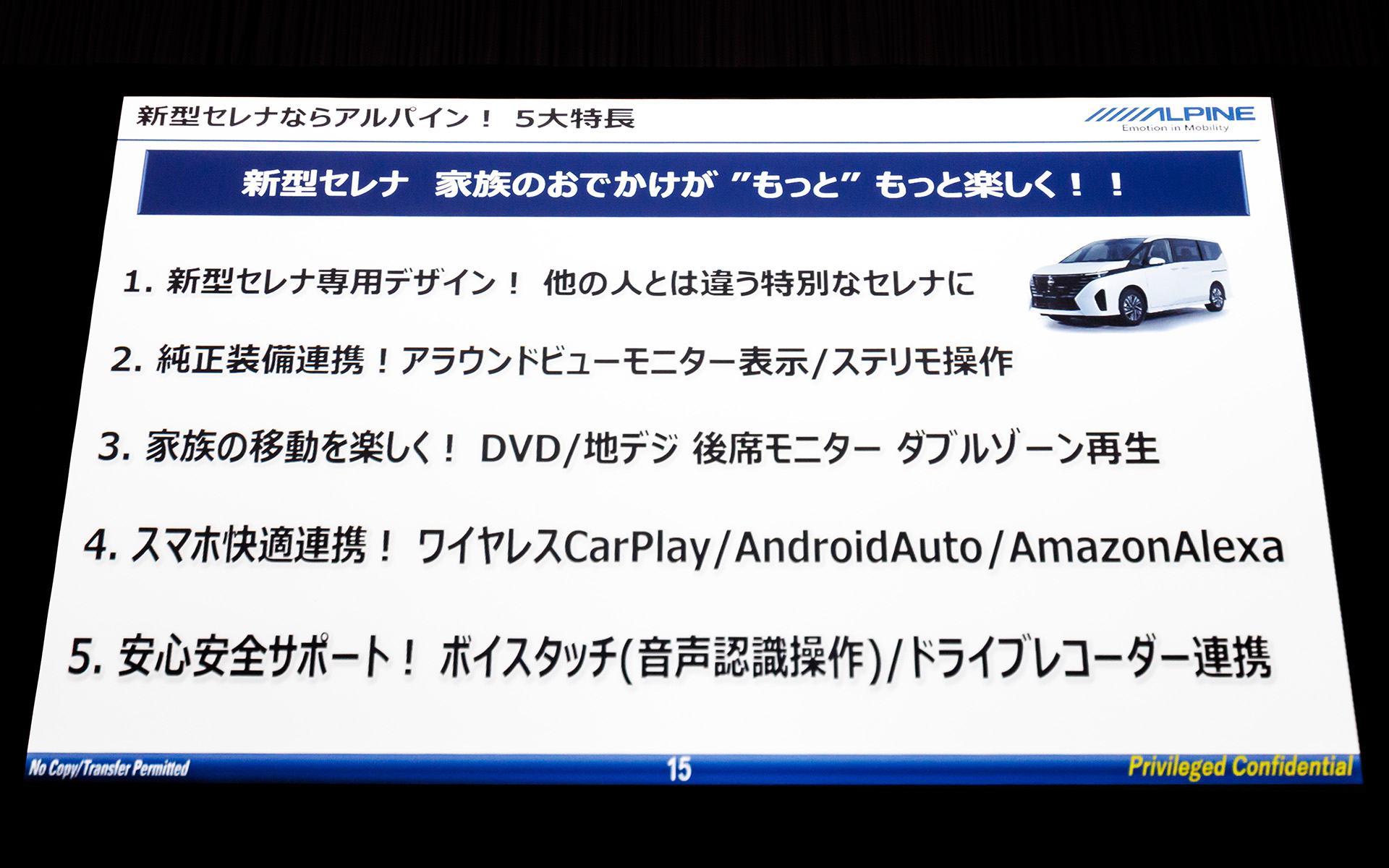 セレナ向け新製品の特長