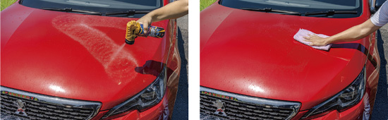 トルネード噴射により広範囲に塗布できる