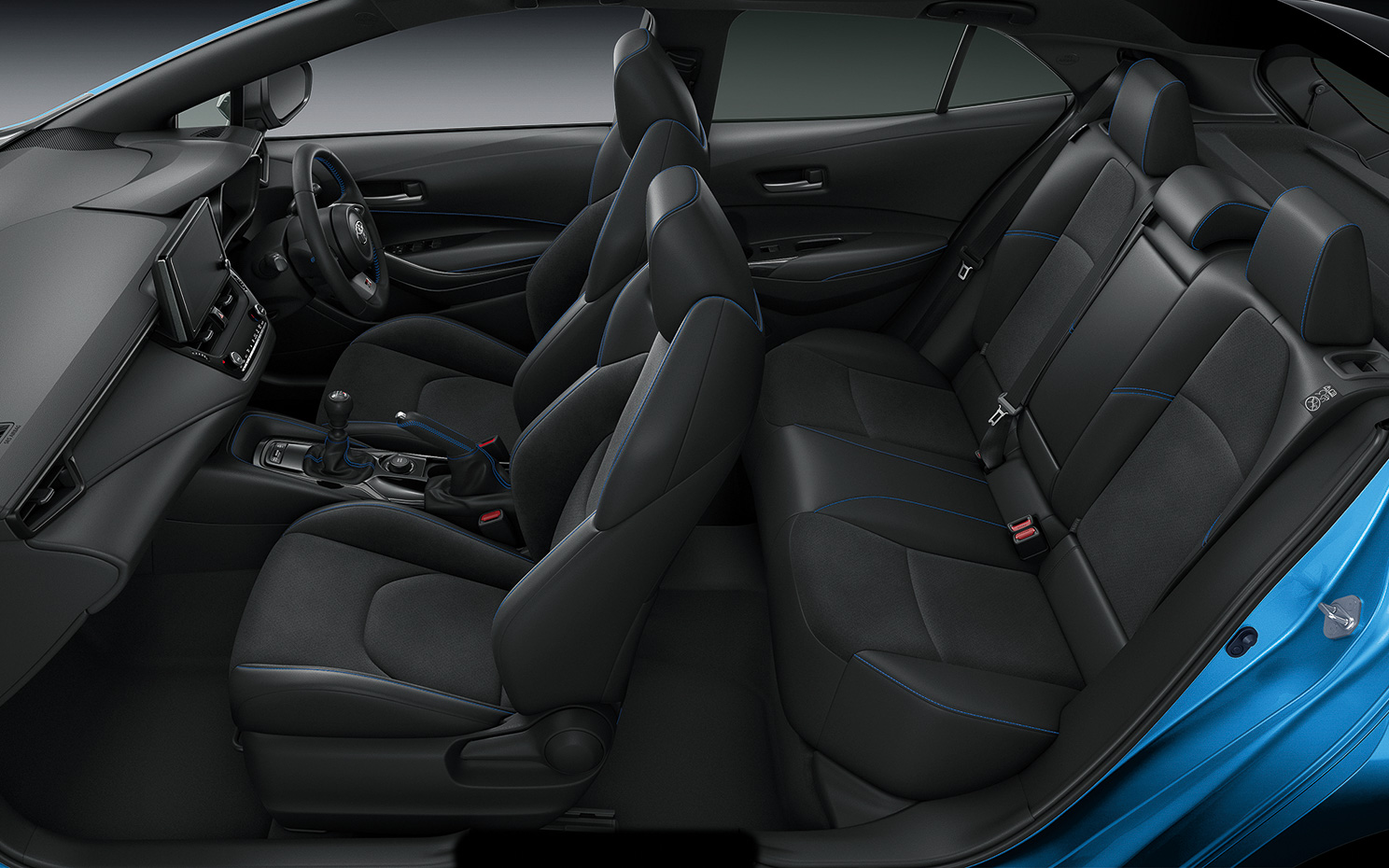 GRカローラ RZ 内装色ブラック×ブルー（外板色シアンメタリック選択時の専用色）