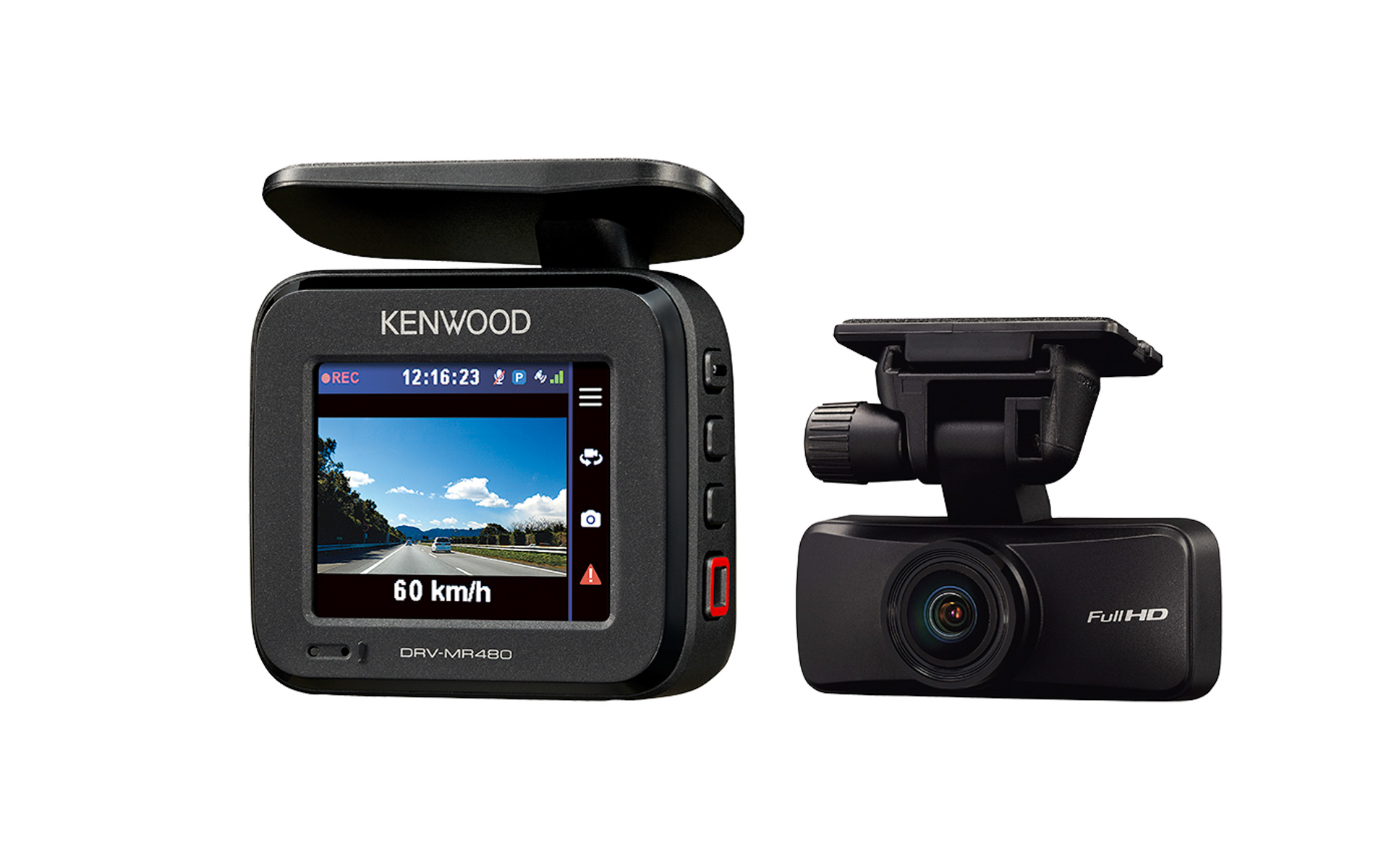 前後撮影対応2カメラドライブレコーダー「DRV-MR480」