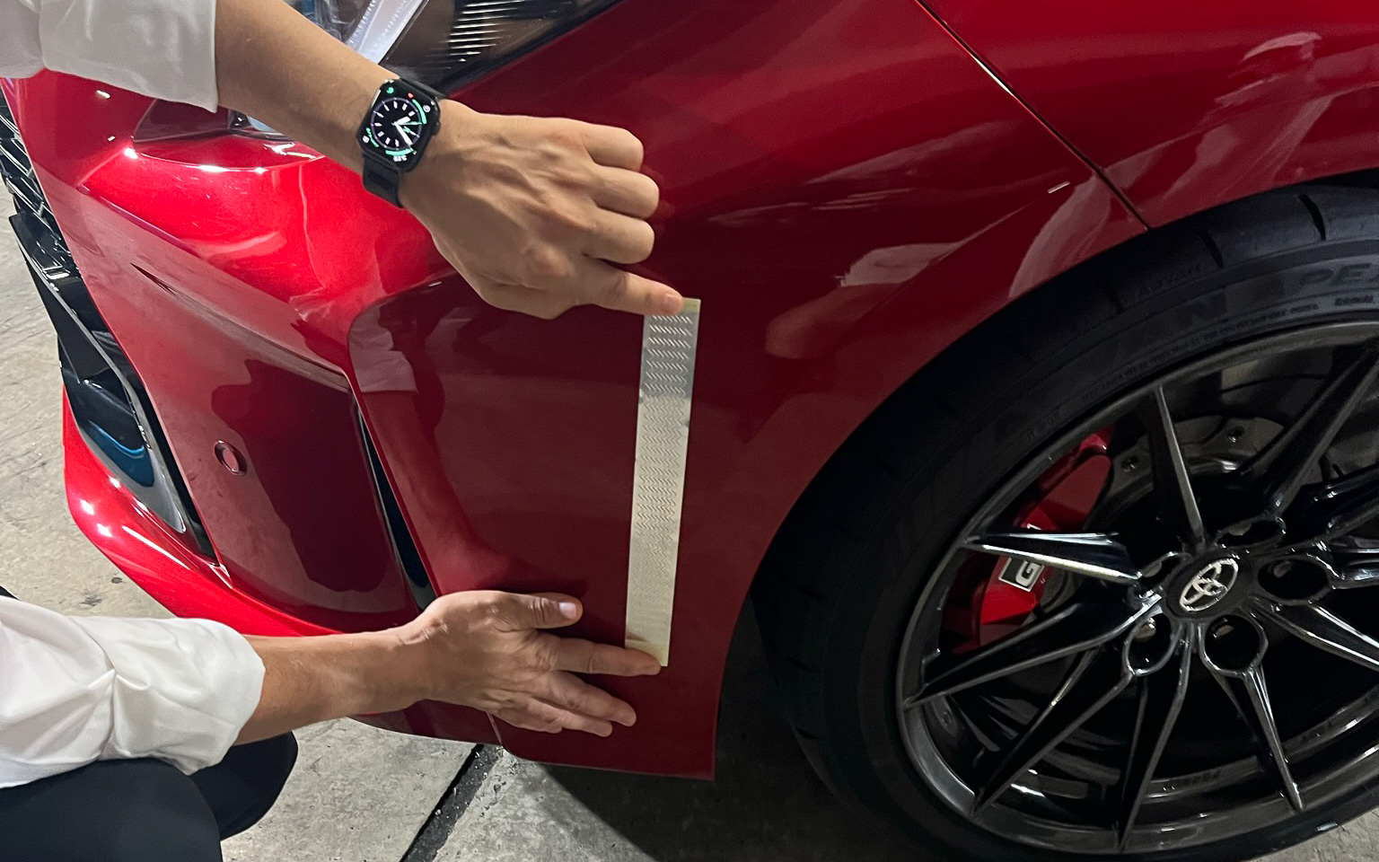 アルミテープの追加はこの位置の裏側に